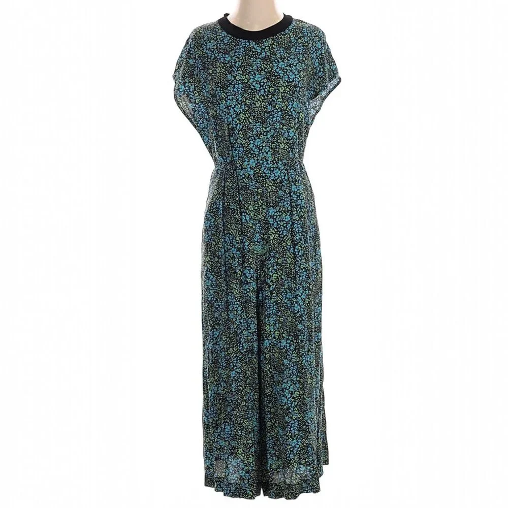 New Bimba y Lola Floral Leopard Jumpsuit - Blue/Green - Size Small - MSRP $350